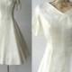 1950s Dress, Vintage Ivory Satin Wedding Dress, Retro 50s Dress, White Vintage Dress, Vintage Prom Dress, White 1950 Dress, Swing Dress