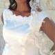 Wedding Veil, Bridal veil,  Mantilla, Single layer, with Beaded Lace, Hip length, Spanish veil,  French Style