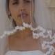 Wedding Bridal  Lace Veil,  Beaded Flower lace  Edge,  Elbow Size,  Ivory or White