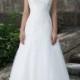 Asymmetrically Ruched Sweetheart Neckline Tulle A-line Wedding Dresses Lightly Beaded Chaple Train Zipper Back with Buttons Bridal Gowns Online with $146.6/Piece on Gama's Store 