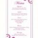 Wedding Menu Template DIY Menu Card Template Editable Text Word File Instant Download Eggplant Purple Menu Template Printable Menu 4x7inch