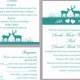 DIY Wedding Invitation Template Set Editable Word File Download Printable Reindeer Invitation Blue Wedding Invitation Teal Invitation