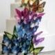 12 x Mixed Rainbow Stick on Butterflies, Wedding Cake Toppers, 3D Wall Art, Scrapbooking, UNGLITTERED