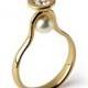 VENUS Half Carat Diamond Engagement Ring Yellow Gold, Pearl Engagement Ring, Unique Engagement Ring, Gold Diamond Pearl Ring