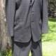 1960s Mens 2 Piece Wool/ Wool Blend Subtle Plaid Navy/Black Mad Men/ Mod Suit Size  40/ 31 By Don Richards
