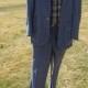 1970's Men's 3 Piece Chambray Hipster/ Retro Suit With Reversable Mod Plaid  Vest/ Bell Bottoms/ Size Small By Lee-Wald