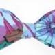 Mens Freestyle Bow Tie Lotus Flower Petal Abastract Floral Blues Purples Great with Navy Freestyle Self Tie BowTie