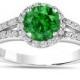Fancy Green Diamond Engagement Ring 1.36 Carat Fancy Green & White Diamond Engagement Ring 14K White Gold Halo Certified Handmade
