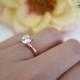 1 carat 6mm Solitaire Engagement Ring, Round Man Made Diamond Simulant, Wedding, Promise Ring, Bridal, Sterling Silver, Rose Gold Plated