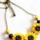 Trio Sunflower Necklace - Sunflower Jewelry - Gifts - Yellow Sunflower Bridesmaid, Necklace, Bridesmaid Jewelry