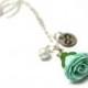 Rosebud Infinity Necklace Mint green rose Necklace, Flower Jewelry, Infinity Necklace, Charm, Bridesmaid Necklace, Mint green Jewelry