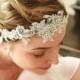 Silver wedding headband, bridal headpiece, wedding headdress, crystal head band - style 208