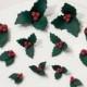 Fondant holly clusters with berries (Set of 12)