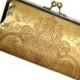 Gold Silk Clutch - Classic Damask Purse - Silk Lining