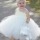 Ivory Flower girl dress Baby girl Flowers Dress TuTU Dress Handmade Wedding Dress Birthday Dress Toddler Tutu Dress 1t -8t