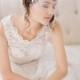 Short Beaded Lace Birdcage Veil, Small Tulle Birdcage Veil with Hand Beaded Lace 