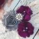 ON SALE GARTER / Wedding Garter Set / Bridal Garter / Match Your Color Garter / Plum Grey Garter Wedding / Toss garter / Lace Garter / Garte