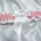 Pink and White Wedding Garter w/ Hand-Tied Bow - Single - Plus Size Too