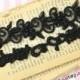 Black Beaded Lace Wedding Garter Set, Black Flower  Lace Garter Set, Toss Garter , Keepsake Garter / GT-21