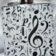 3 oz Womens Mini Hip Flask w/ Music Notes w/ Black Tote and Funnel - Great Gift Idea
