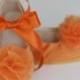 Orange Flower Girl Shoe - Sizes NB - Y1 - Satin Baby, Toddler Ballet Slipper in 23 color - Little Girls Wedding Shoe - Baby Souls Baby Shoes