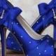 Wedding Shoes -- Royal Blue Platform Peep Toe Dr Who Themed Wedding Shoes