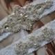 Bridal Crystal Garter Set Wedding Lace Crystal Rhinestone Garter Wedding Garter Bow Ivory White Garter Set Vintage and Toss Garter Set