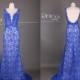 Sexy Royal Blue Lace Mermaid Prom Dress/Long Lace Evening Gown/Mermaid Lace Wedding Dress/Evening Dress/Royal Blue Lace Prom Dress  DH323