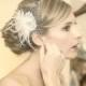 Fascinator Wedding Bridal Hair Clip, Feather Hair Clip,Great Gatsby Style, Bridal Comb Bridal Hair Accessory Wedding Hair Clip Feather