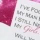 Be My Bridesmaid Card // Fuchsia Glitter Liner // White Envelope // Size A7