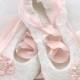 Ballet Flats, Bridal, Wedding, Shoes,Flats, Lac up, First Communion, Flower Girl, Ballerina, Slippers, White, Pink, Lace, Pearls