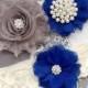 Wedding Garter Belt Set Bridal Garter Set Ivory Lace Garter Belt Royal Blue Garter Set Rhinestone Crystal Pearl Garter GR185LX