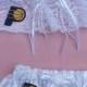 Wedding Garter Set - Indiana Pacers Basketball Themed - Lace and Satin Bridal Garters