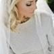 Lace Juliet Bridal Cap Wedding Veil, Alencon Lace Rhinestone Scallop, Fingertip, Waltz, Chapel, Cathedral, Style: Dolly #1205