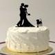 Wedding Cake Topper Silhouette WITH PET DOG Wedding Cake Topper Bride + Groom + Dog Pet Family of 3 CakeTopper