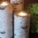 Birch Bark Votive Candle Holders, 8",6",4"  Wood  Candle, Wedding Centerpieces, Christmas Holiday Decor, Bridal Showers, Garden Party