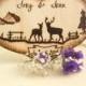 Deer Wedding Cake Topper -Deer Hunting, Buck and Doe, Country, Wood Heart, Silhouette, Rustic Tree, Camo Wedding Gifts for Couple, Custom