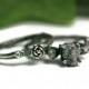 Rough Black Diamond Twig Wedding Set, Steampunk Gothic Style Jewelry, Oxidized Sterling Ring, Alternative Wedding Set