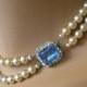 Vintage Light Sapphire and Pearl Choker Necklace
