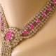 PINK Bridal Necklace, Pink Rhinestone Choker, Great Gatsby Jewelry, Wedding Necklace, Bridal Accessories, Pink Wedding, Jewelry, Art Deco