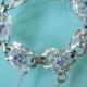 BLUE RHINESTONE Bracelet, Coro Jewelry, Blue and Silver, Vintage Cuff, Small Bracelet, Bridal Jewelry, Wedding Accessories, Diamante, Blue