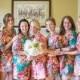 Bridesmaids robes, Set of 6, For Bride Kimono Robes, foral robe and blooms, maid of honor, spa robe beach, wedding robes