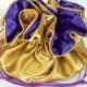 Wedding Bag  Satin Bridal Money Purse  Gold with Royal Purple  Lining  No Pockets
