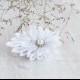 White Wedding Flower, Kanzashi Hair Clip, Bridal Hair Flower, Boho Hair Piece, Bridesmaid Flower, White Hair Clip, Flower Girl Flower