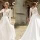 Romantic White Wedding Dresses 2015 Long Sleeve Lace Satin V-Neck Applique Sheer Illusion Lace Garden Bridal Ball Gowns A-Line For Bride Online with $127.28/Piece on Hjklp88's Store 