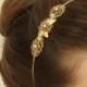 ON SALE Bridal Headband, Wedding Headband, Romantic Headband,Leaf Crown, Twig Hair Wreath, Pearls Halo, Greece Goddess