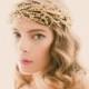 Golden bridal headpiece, Gold wedding crown, Bridal head piece - SOLSTICE