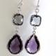 Purple earrings, Gray drop Earrings, Bridesmaid Gift Wedding Earrings Bridal Jewelry ,Puple DanlgeEarrings, Gray Earrings, Gift
