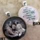 Wedding Bouquet Photo Memorial Charm - Double Sided Pendant - Custom Picture Wedding Charm - Heaven Poem on Back - In Memory