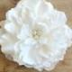 White Peony Hair Flower, Wedding, Bridal Headpiece, Pearls, Fascinator, Large, Clip, Elegant, Simple, Ready to Ship